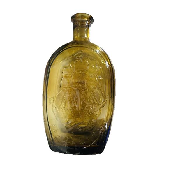 Vintage Franklin TWD Yellow Glass Bottle Lady Liberty American Eagle Collector - Picture 5 of 12